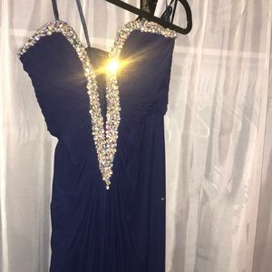 Royal Blue diamond beaded prom dress